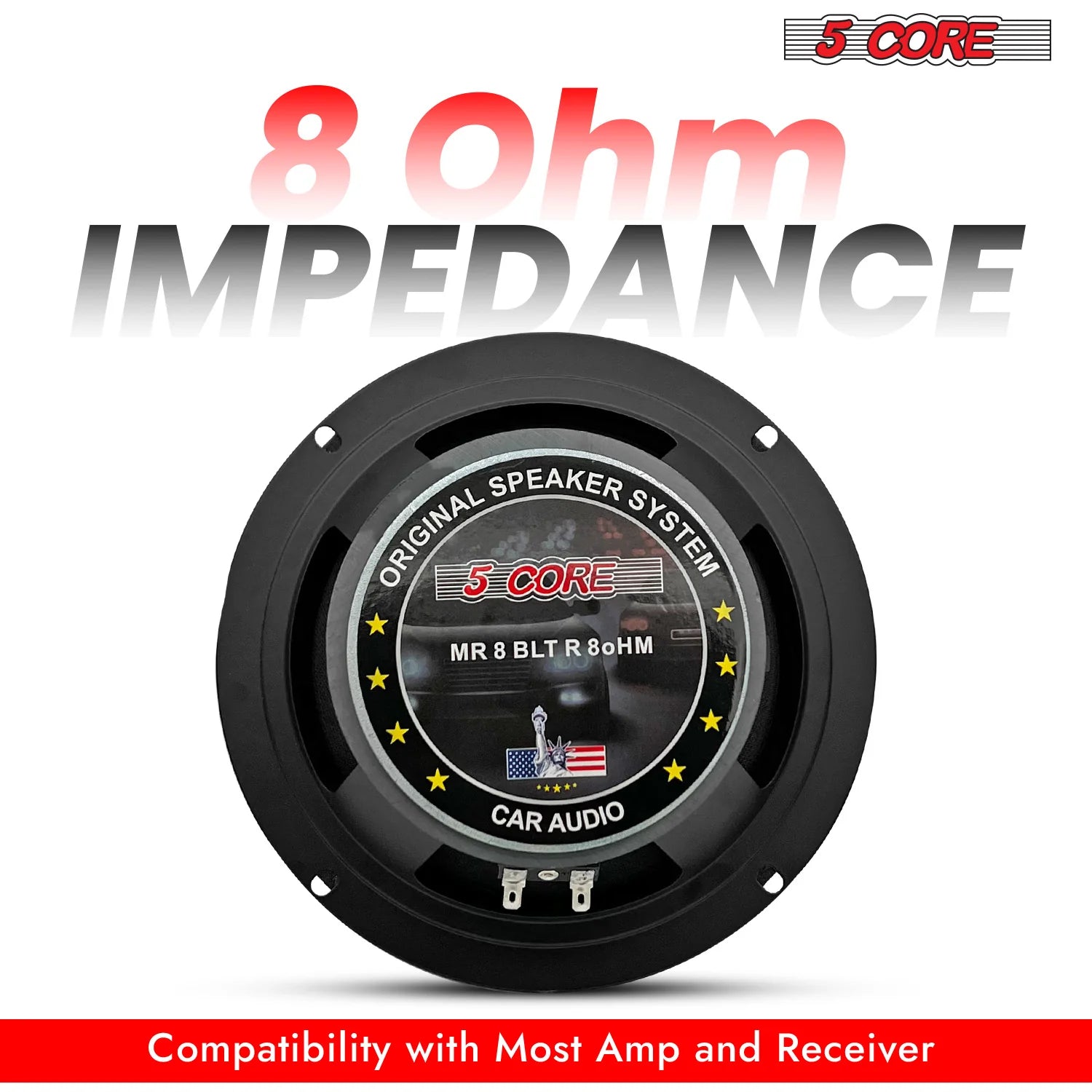 5Core 8 Inch Midrange Door Speaker 500W Subwoofer W Aluminum Bullet 8Ω Sub Woofer
