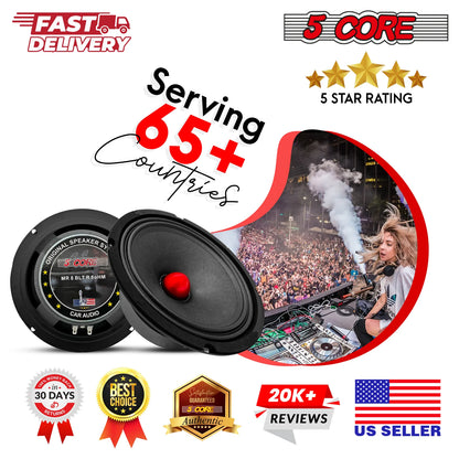 5Core 8 Inch Midrange Door Speaker 500W Subwoofer W Aluminum Bullet 8Ω Sub Woofer