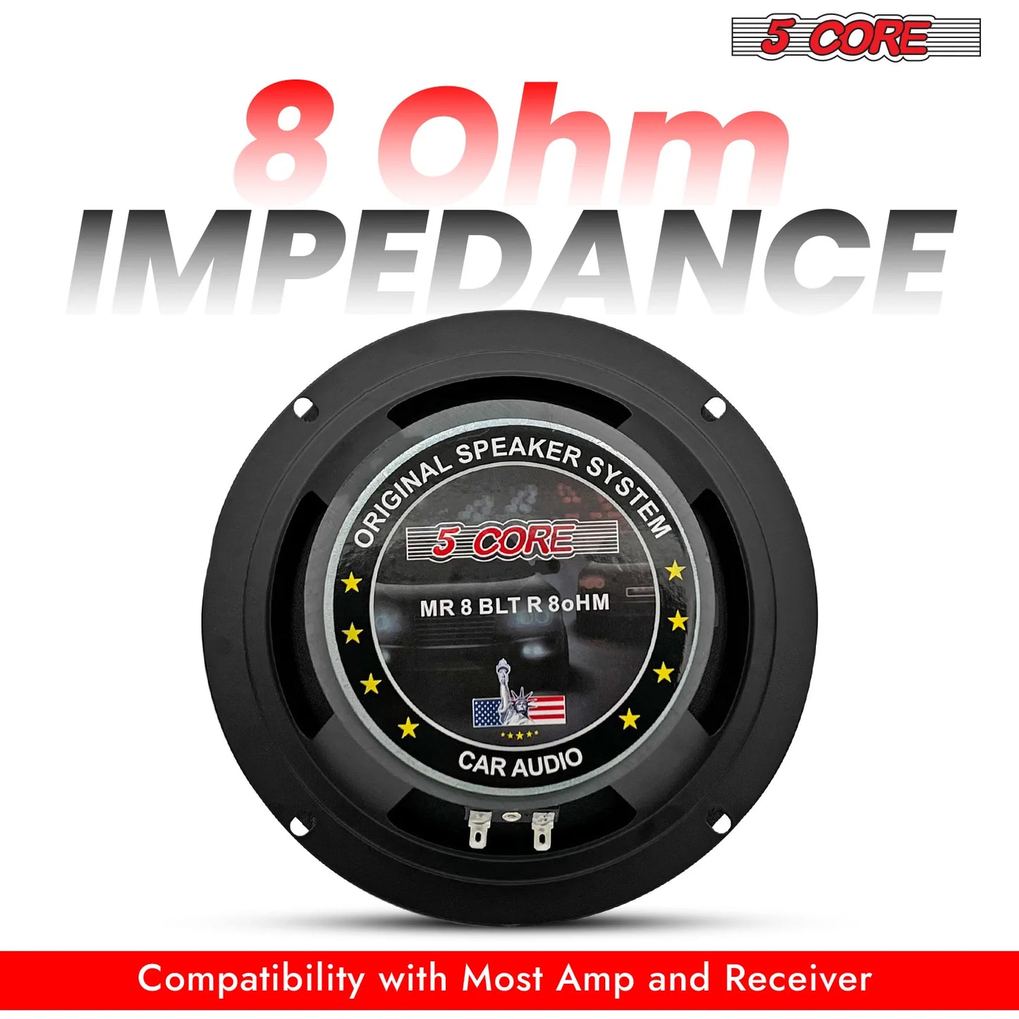 5Core 8 Inch Midrange Door Speaker 500W Subwoofer W Aluminum Bullet 8Ω Sub Woofer